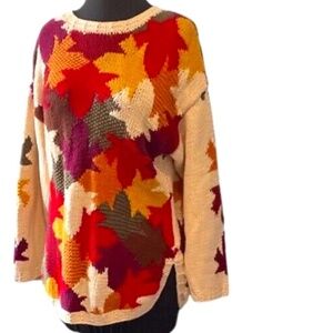 VINTAGE TAPESTRIES SWEATER AUTUMN LEAF SWEATER BY SONIA‎ DUBONEZ, SIZE MEDIUM